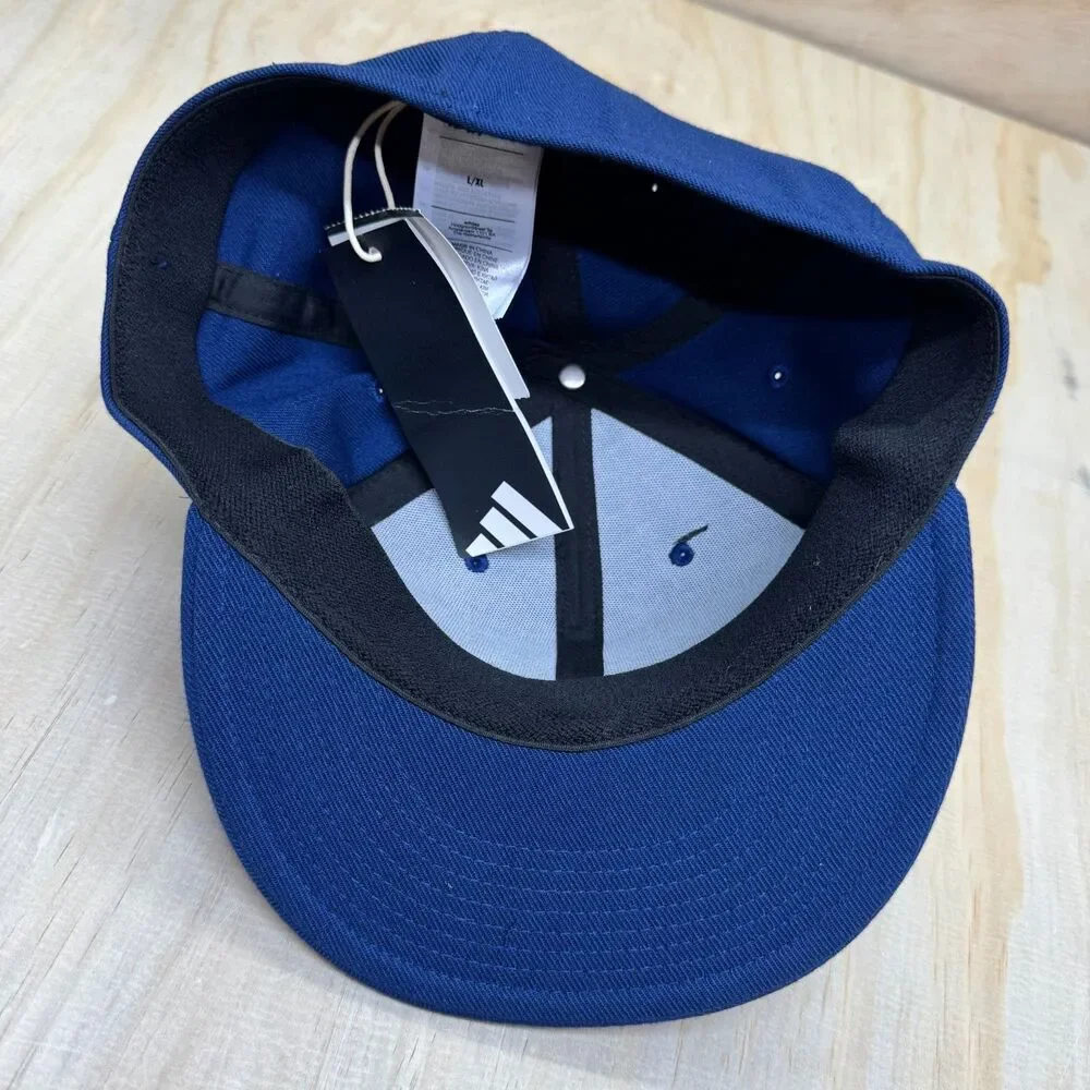 NEW L/XL UTEP Miners Adidas Flex Fit Flat Brim Fitted Cap Hat Blue
